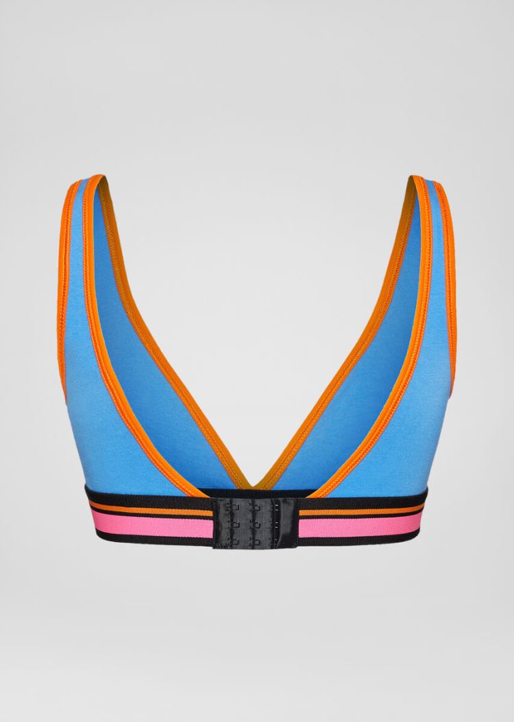Versace Logo Triangle Bralette εσωρουχα γυναικεια μπλε | 94708ZY