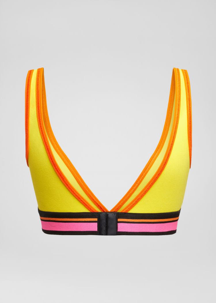 Versace Logo Triangle Bralette εσωρουχα γυναικεια κίτρινα | LVBMHBT