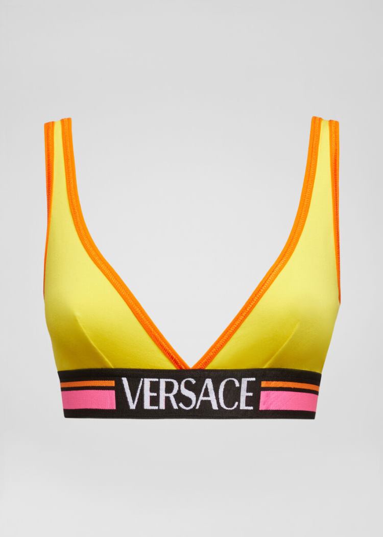 Versace Logo Triangle Bralette εσωρουχα γυναικεια κίτρινα | LVBMHBT