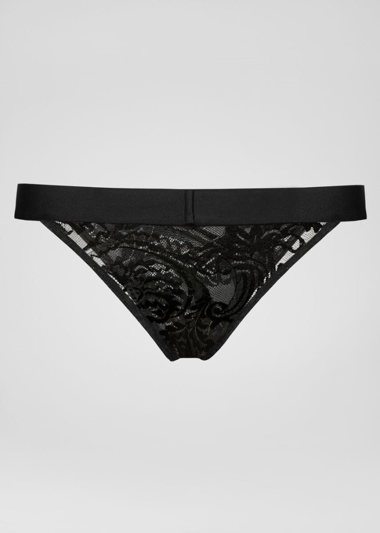 Versace Logo δαντελα Στρινγκ εσωρουχα γυναικεια μαυρα | MATSTPN