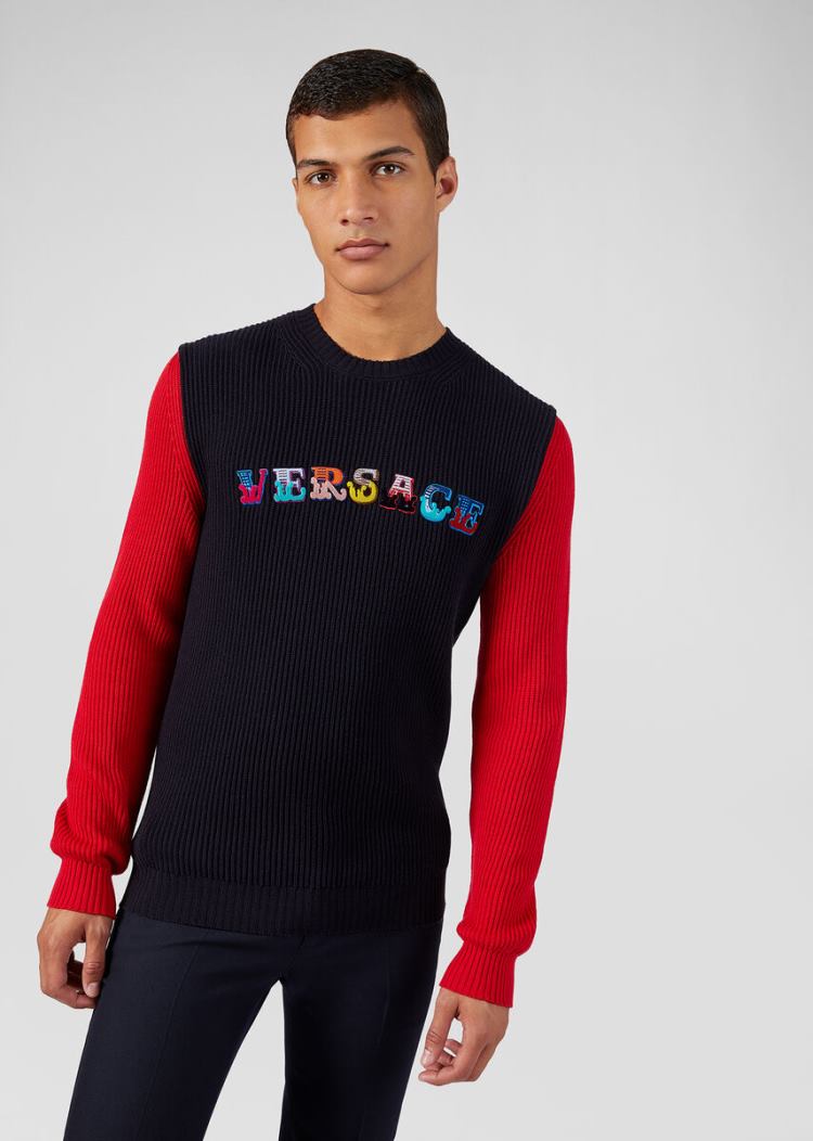 Versace Logo πουλοβερ Πουλόβερ ανδρικα μπλε | VSR19FK