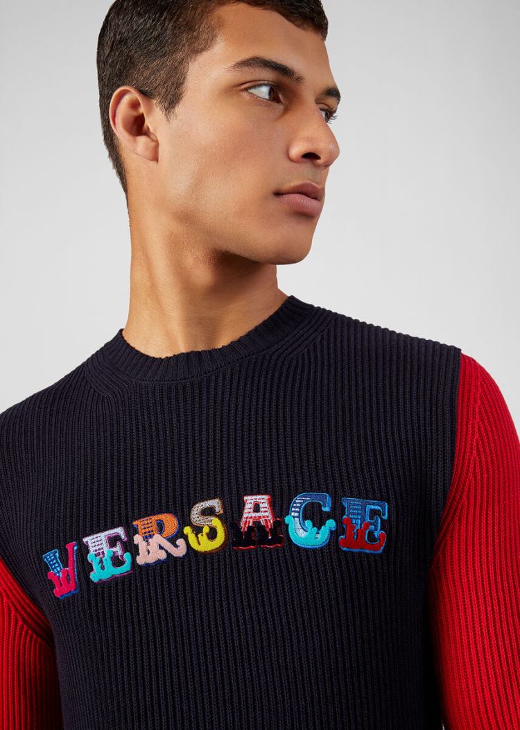 Versace Logo πουλοβερ Πουλόβερ ανδρικα μπλε | VSR19FK