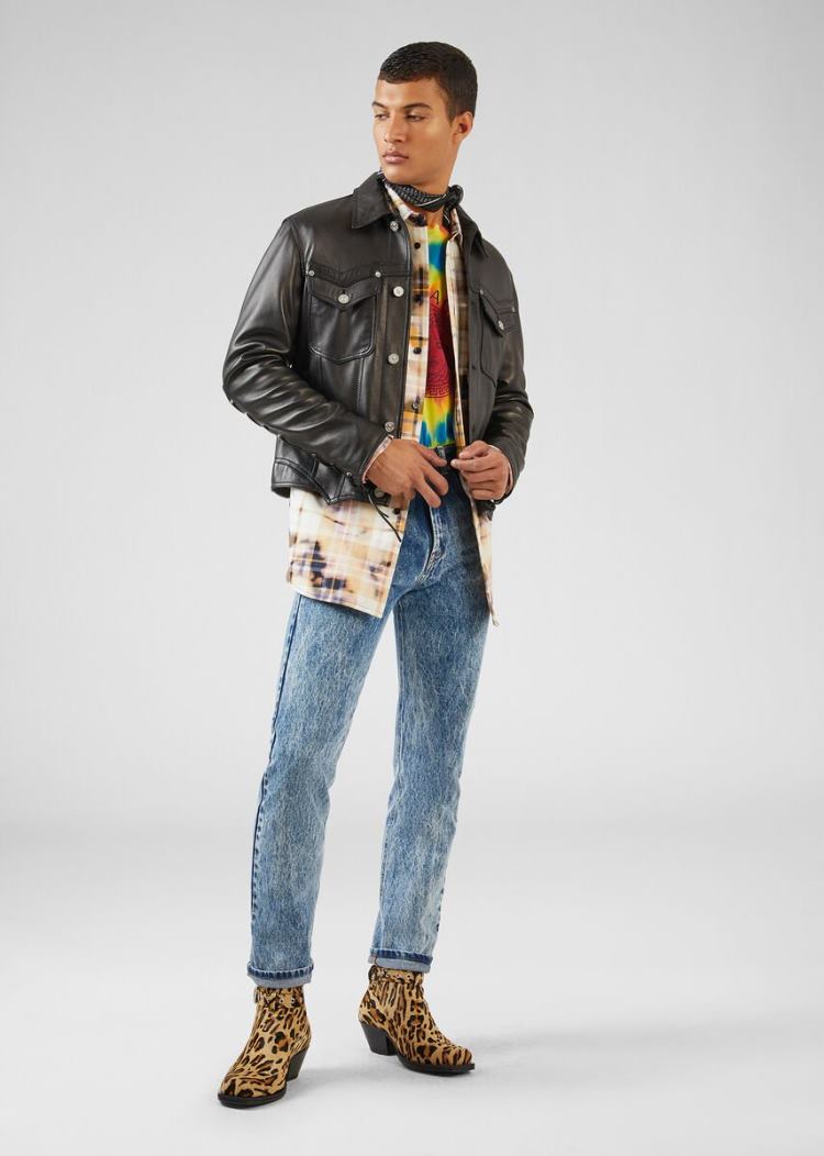 Versace Marble Wash Jeans τζιν παντελονι ανδρικα μπλε | CVLED5L