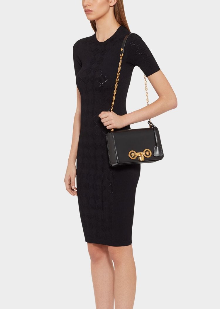 Versace Medium Icon Shoulder Bag Icon Bag γυναικεια μαυρα | H4ADYOJ