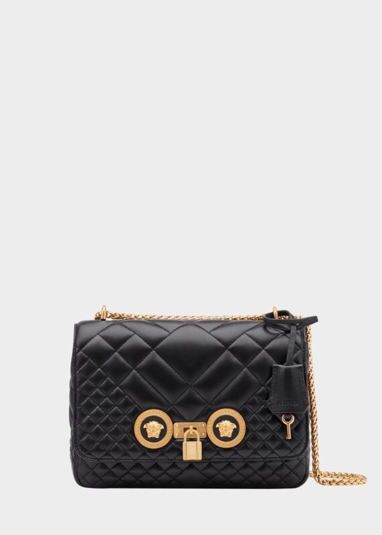 Versace Medium Quilted Icon Shoulder Bag Icon Bag γυναικεια μαυρα | 27SK9DZ