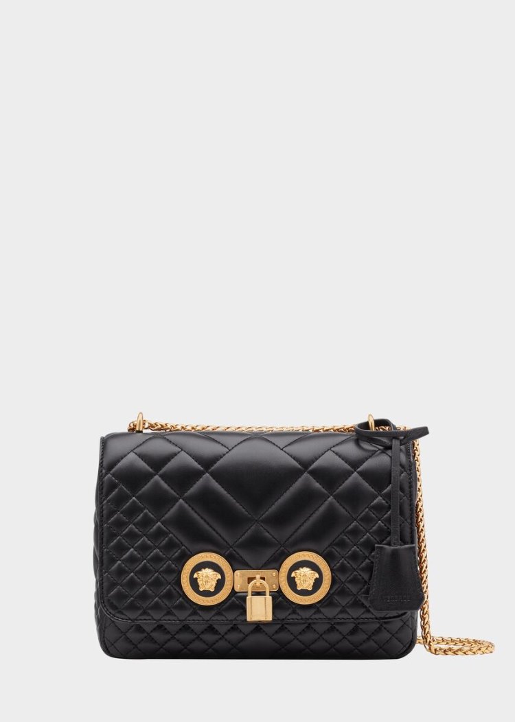 Versace Medium Quilted Icon Shoulder Bag Icon Bag γυναικεια μαυρα | 27SK9DZ