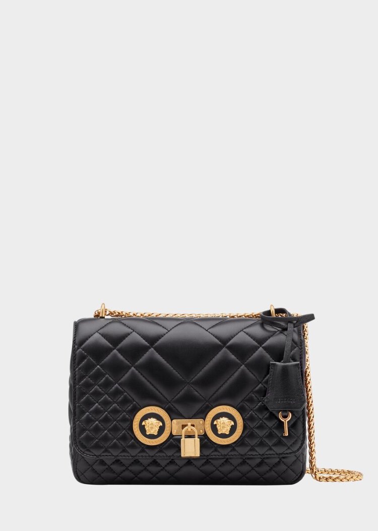 Versace Medium Quilted Icon Shoulder Bag τσάντεσ ώμου γυναικεια μαυρα | NY4U5PL