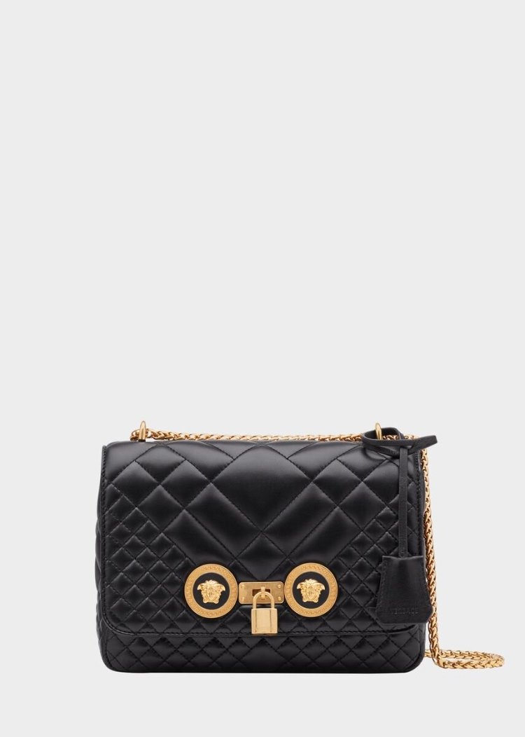 Versace Medium Quilted Icon Shoulder Bag τσάντεσ ώμου γυναικεια μαυρα | NY4U5PL