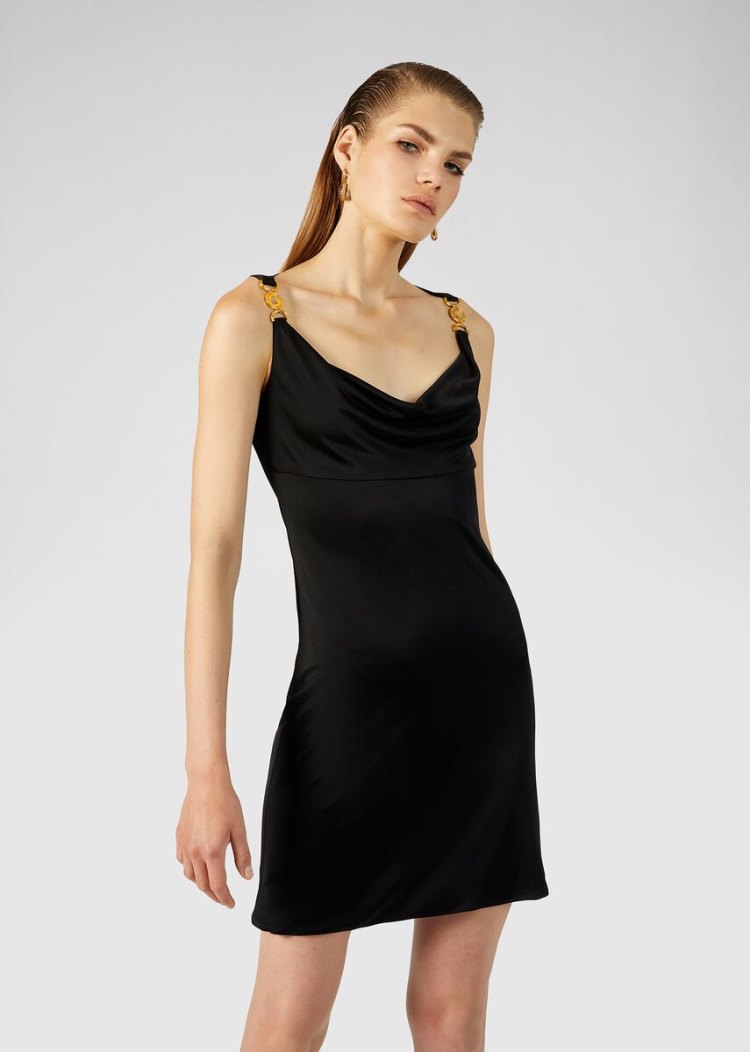 Versace Medusa Accent Draped φορεμα φορεμα γυναικεια μαυρα | OOLQZNX