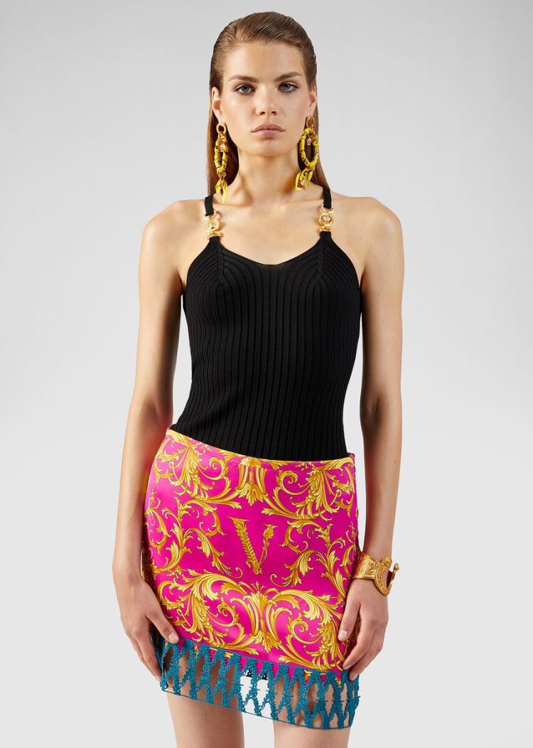 Versace Medusa Accent Knit Top Πουλόβερ γυναικεια μαυρα | B3RNOTR