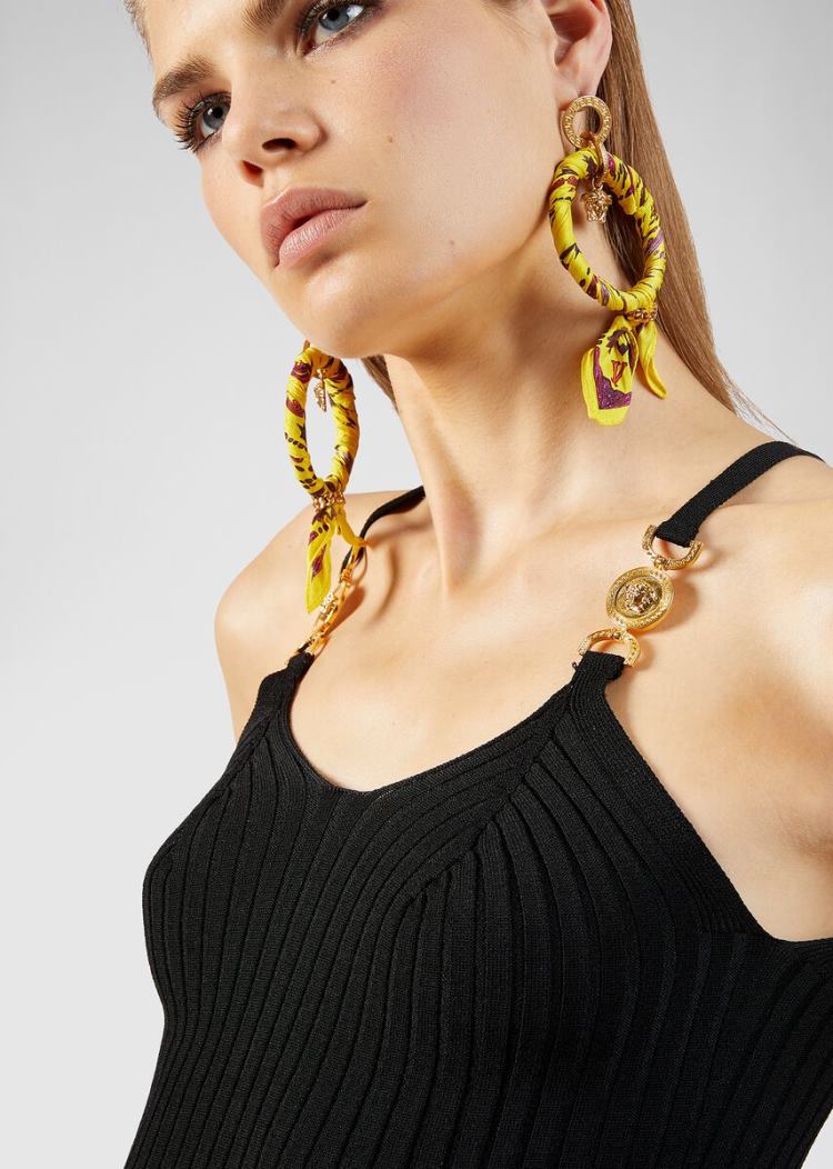 Versace Medusa Accent Knit Top Πουλόβερ γυναικεια μαυρα | B3RNOTR