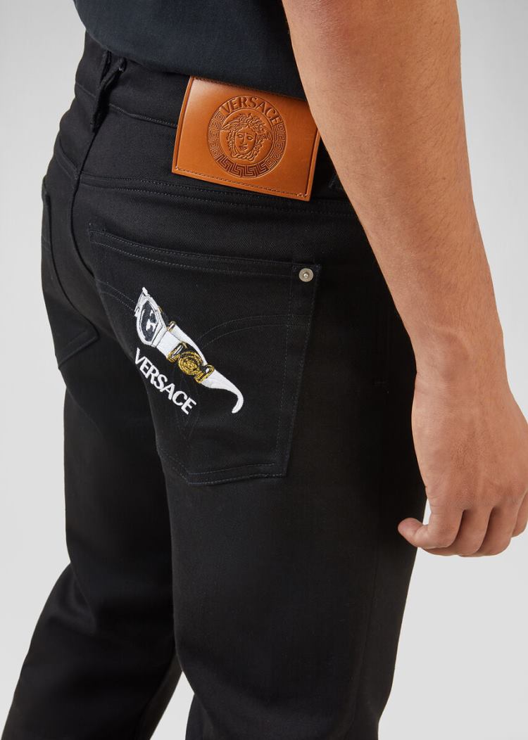Versace Medusa Biggie Motif Jeans τζιν παντελονι ανδρικα μαυρα | 2P8KBGE