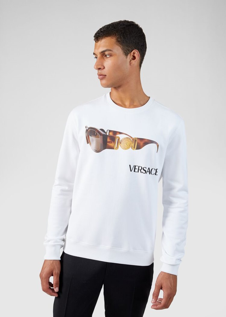 Versace Medusa Biggie Print Sweatshirt Φούτερ ανδρικα ασπρα | C1NXJ40
