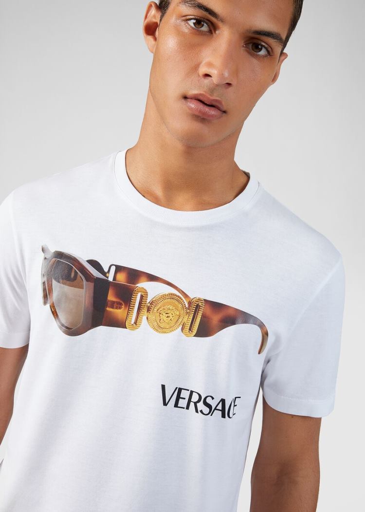 Versace Medusa Biggie Print T Shirt μπλουζακια ανδρικα ασπρα | L63M5N8