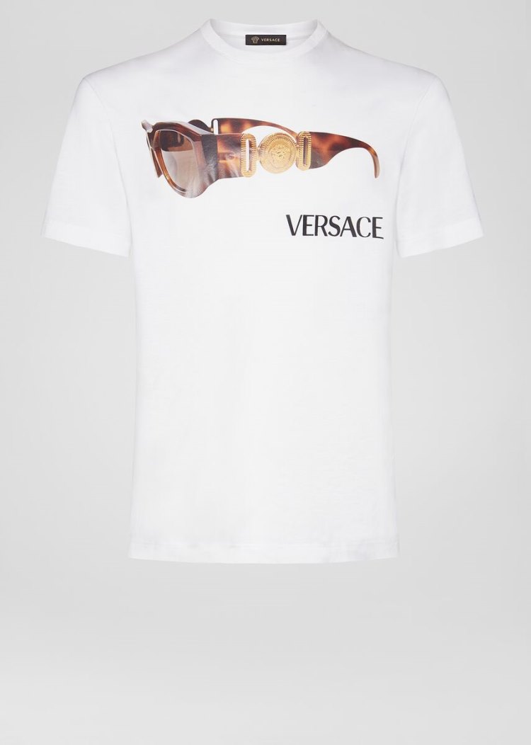 Versace Medusa Biggie Print T Shirt μπλουζακια ανδρικα ασπρα | L63M5N8