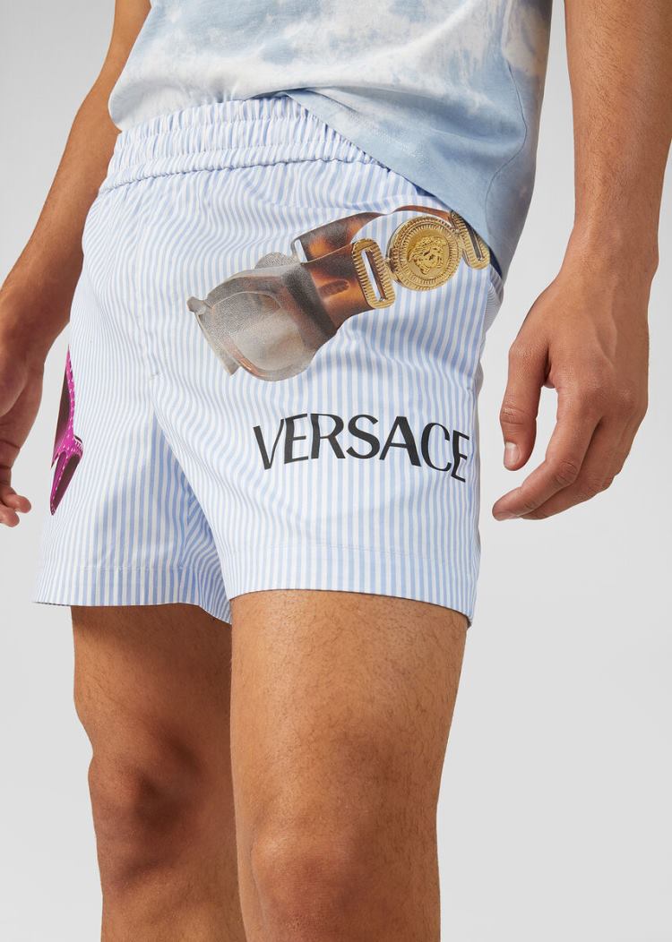 Versace Medusa Biggie Print βαμβακερα Shorts σορτσ ανδρικα Πολύχρωμο | BYKGJCX