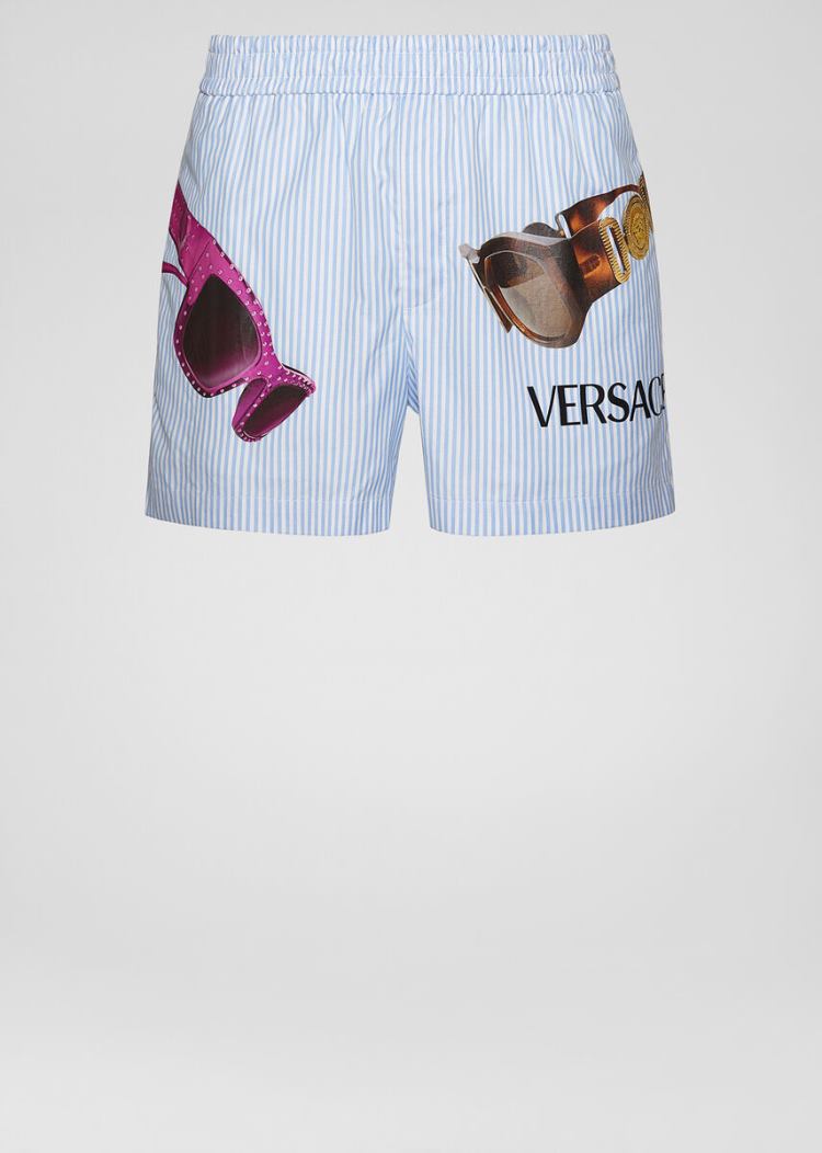 Versace Medusa Biggie Print βαμβακερα Shorts σορτσ ανδρικα Πολύχρωμο | BYKGJCX