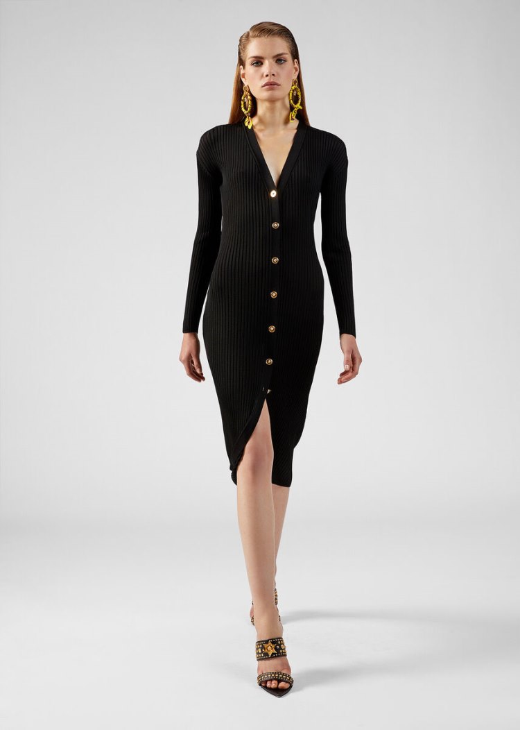Versace Medusa Button Knit φορεμα φορεμα γυναικεια μαυρα | 1WUAPAQ