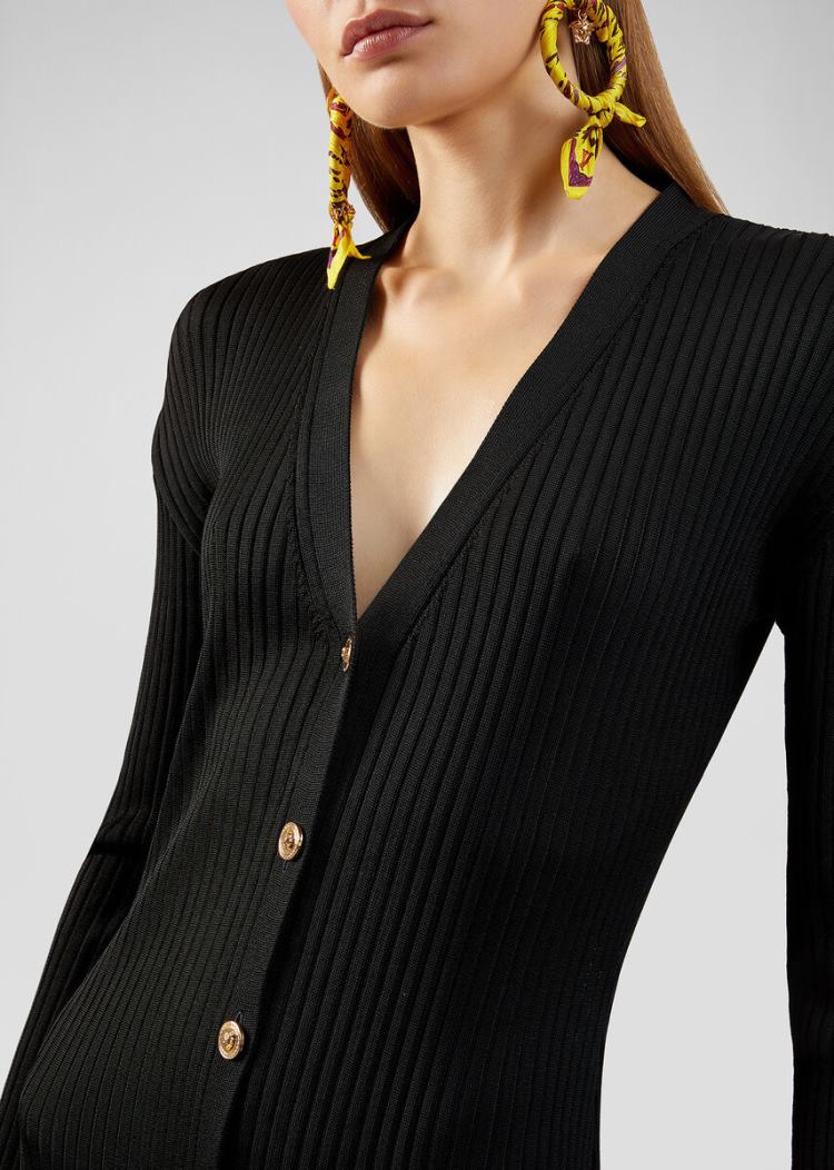 Versace Medusa Button Knit φορεμα φορεμα γυναικεια μαυρα | 1WUAPAQ