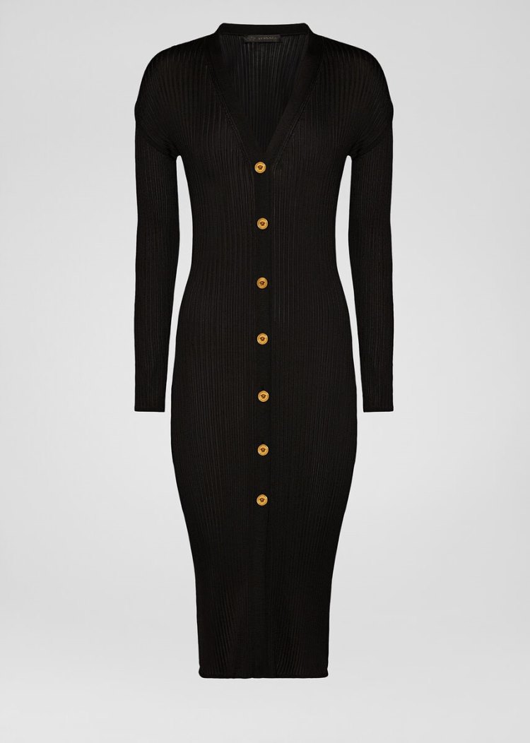 Versace Medusa Button Knit φορεμα φορεμα γυναικεια μαυρα | 1WUAPAQ
