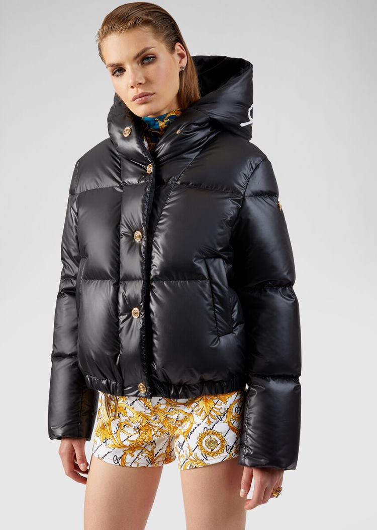 Versace Medusa Button Puffer Jacket μπουφαν γυναικεια μαυρα | N16N3F2