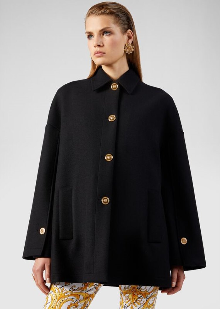 Versace Medusa Button Wool Felt Coat μπουφαν γυναικεια μαυρα | BBKX5ID