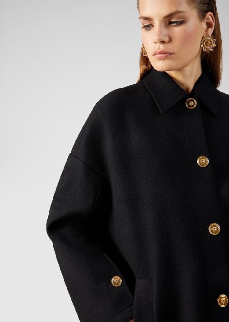Versace Medusa Button Wool Felt Coat μπουφαν γυναικεια μαυρα | BBKX5ID