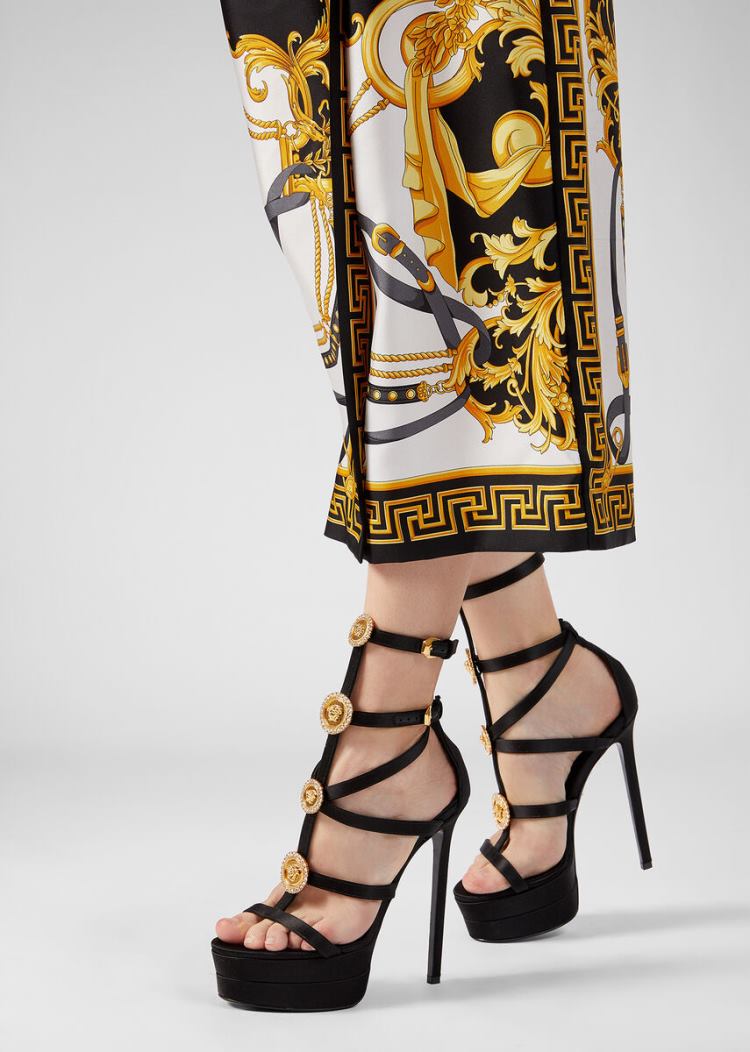 Versace Medusa Cage Sandals σανδαλια γυναικεια μαυρα | 2N1OAP7