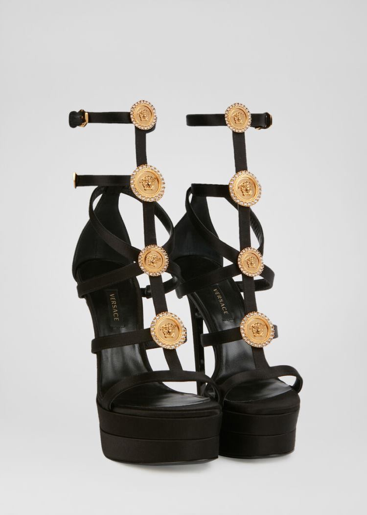 Versace Medusa Cage Sandals σανδαλια γυναικεια μαυρα | 2N1OAP7