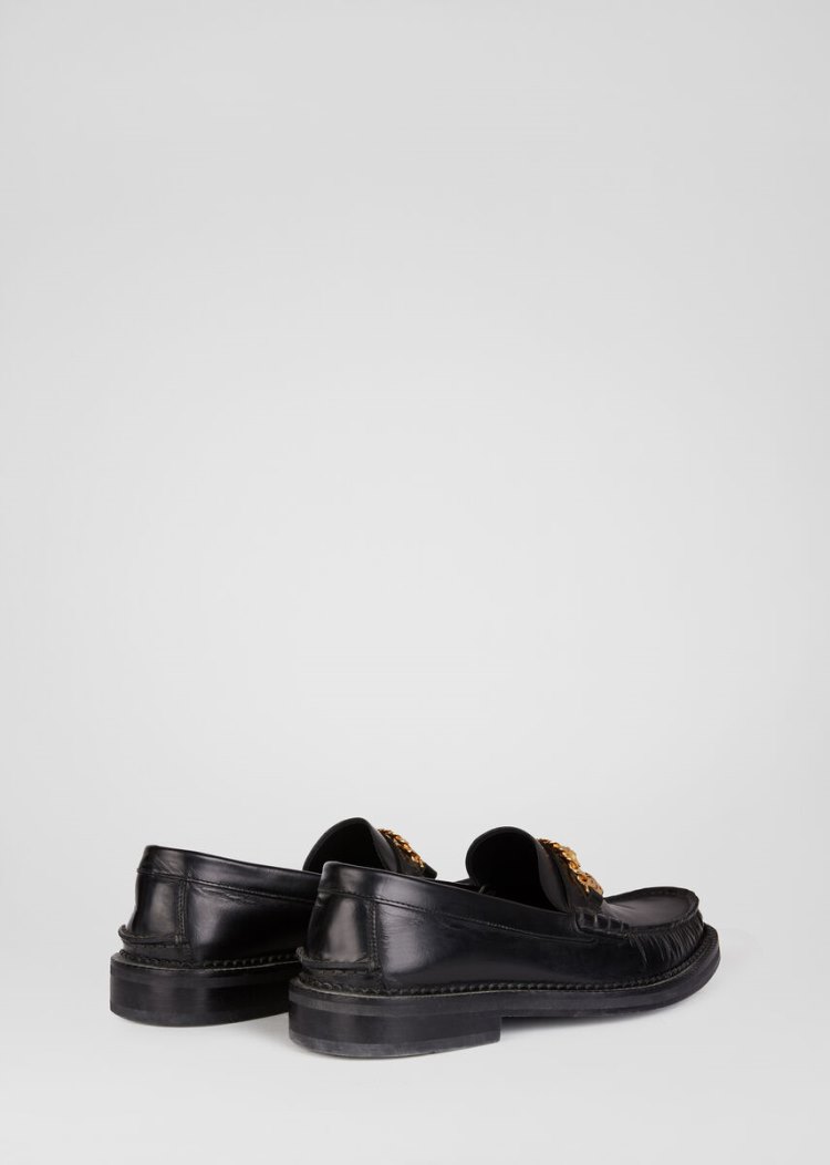 Versace Medusa Chain δερματινα Loafers Loafers ανδρικα μαυρα | RCI6QJT