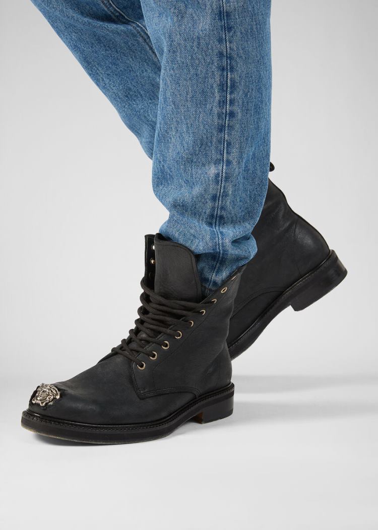 Versace Medusa Combat Boots μποτεσ ανδρικα μαυρα | 17ZUC8U