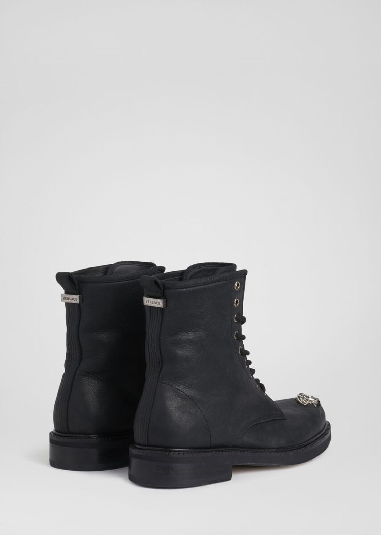 Versace Medusa Combat Boots μποτεσ ανδρικα μαυρα | 17ZUC8U