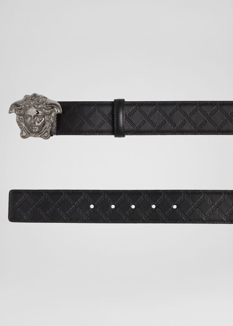Versace Medusa Embossed Greca δερματινα Belt ζωνη ανδρικα μαυρα | D1GUMLF