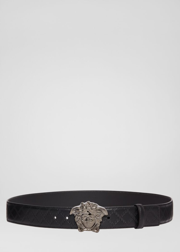 Versace Medusa Embossed Greca δερματινα Belt ζωνη ανδρικα μαυρα | D1GUMLF
