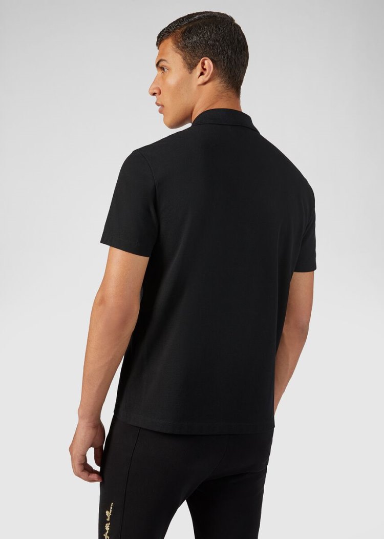 Versace Medusa Embroidered Polo Shirt μπλουζακια πολο ανδρικα μαυρα | 9UPG0E9