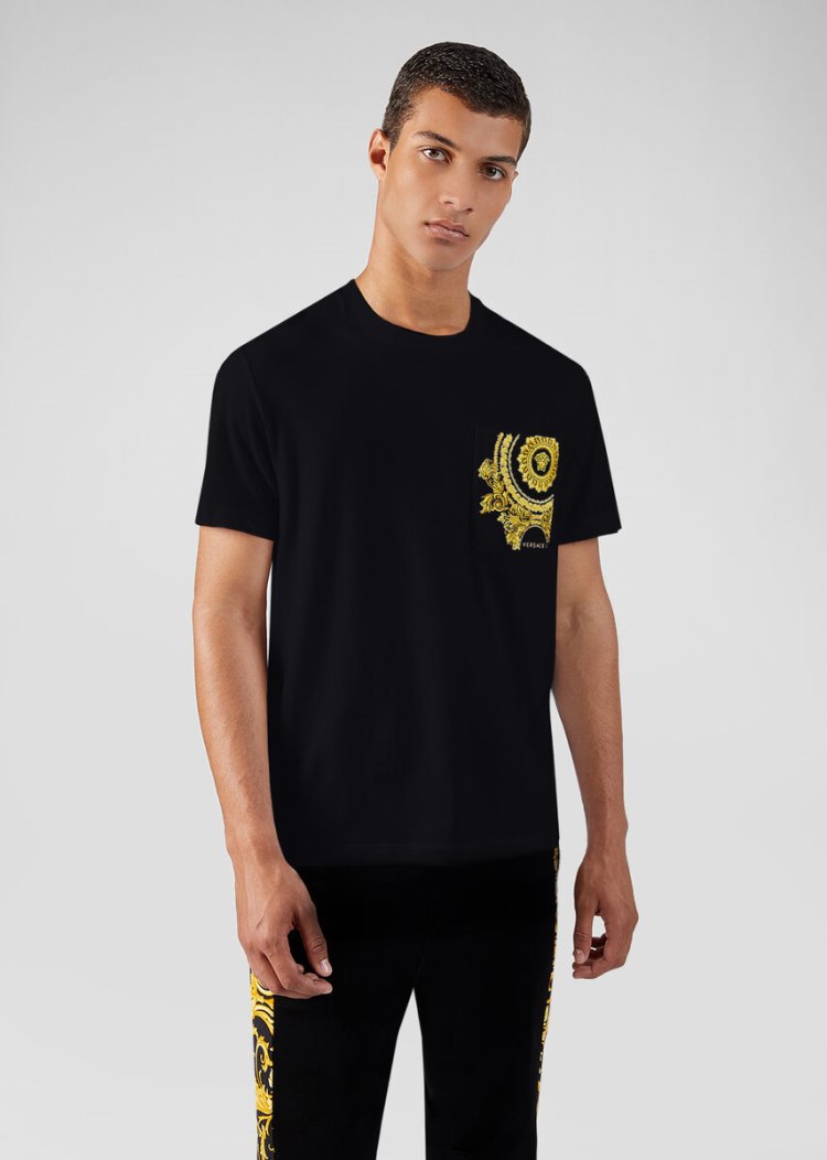 Versace Medusa Embroidered T Shirt μπλουζακια ανδρικα μαυρα | 953MOYF