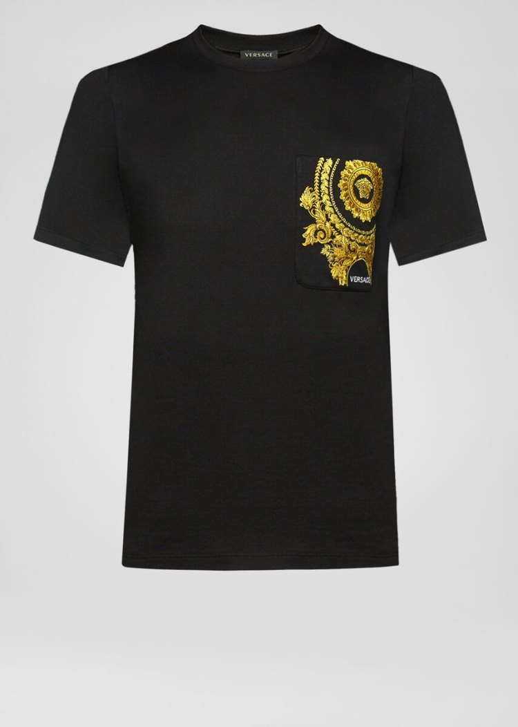 Versace Medusa Embroidered T Shirt μπλουζακια ανδρικα μαυρα | 953MOYF