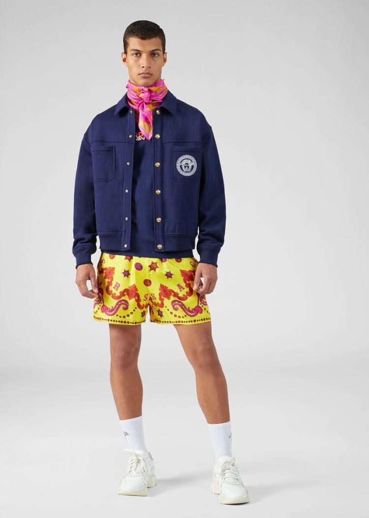 Versace Medusa Embroidered βαμβακερα Jacket μπουφαν ανδρικα μπλε | 239GBK2