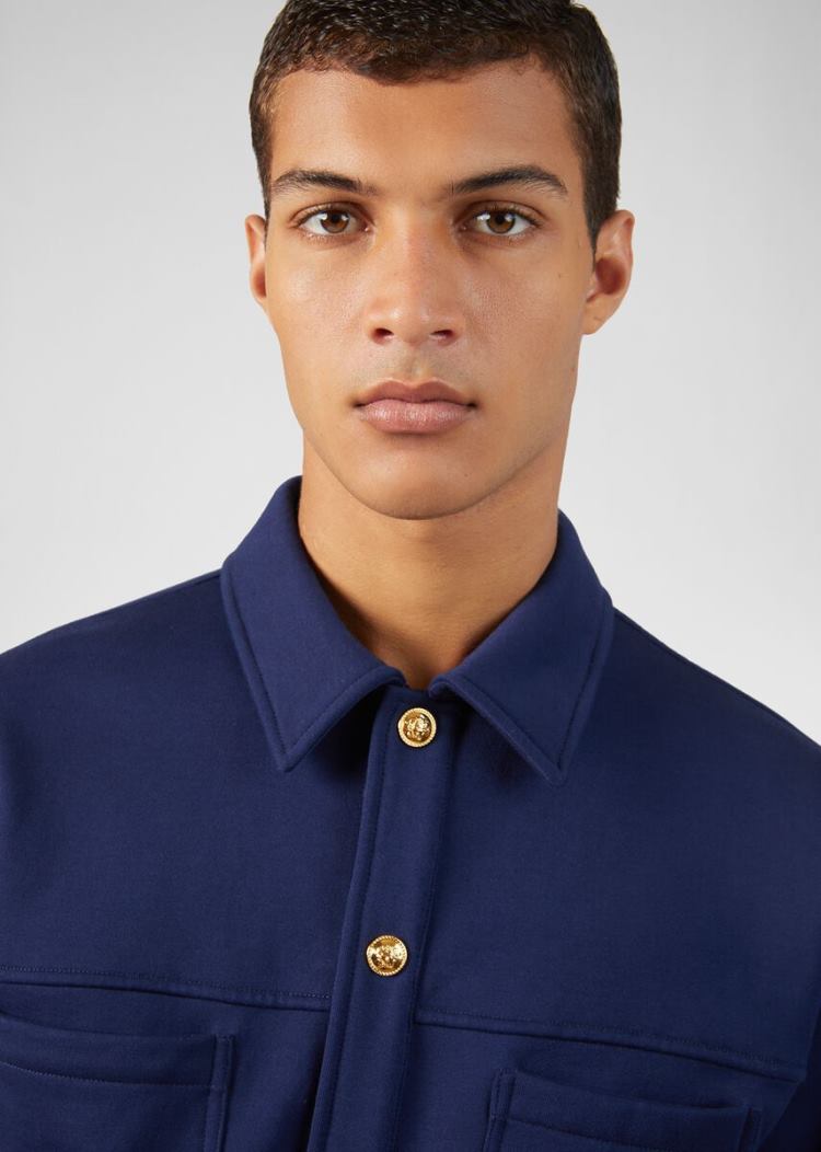 Versace Medusa Embroidered βαμβακερα Jacket μπουφαν ανδρικα μπλε | 239GBK2