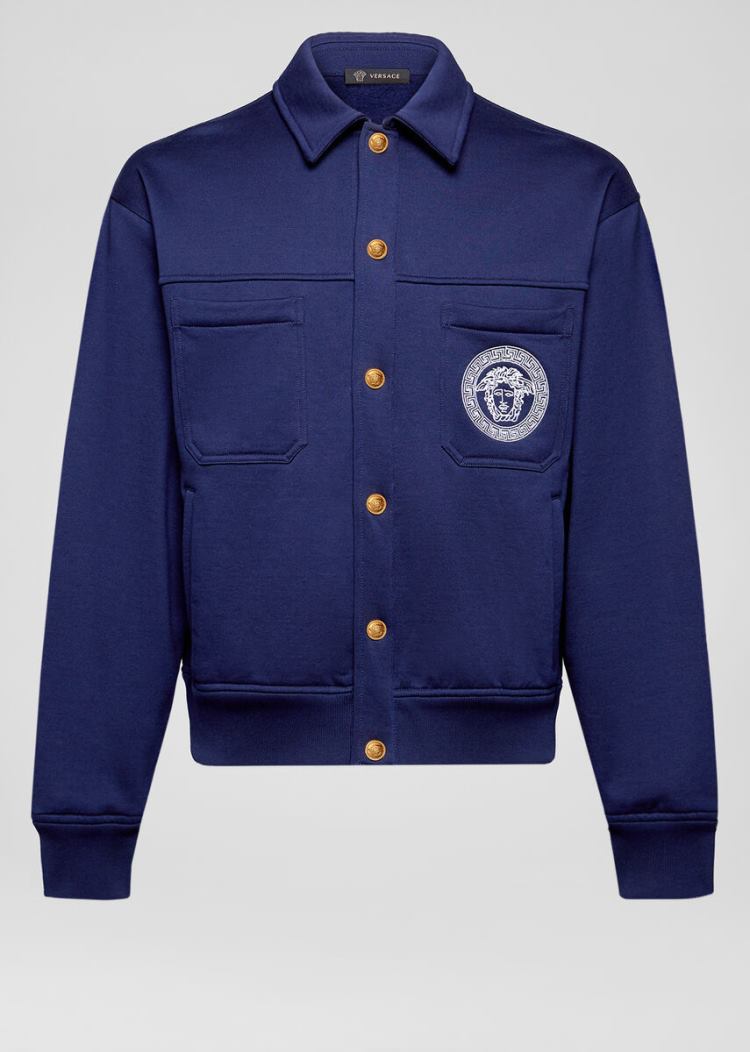 Versace Medusa Embroidered βαμβακερα Jacket μπουφαν ανδρικα μπλε | 239GBK2