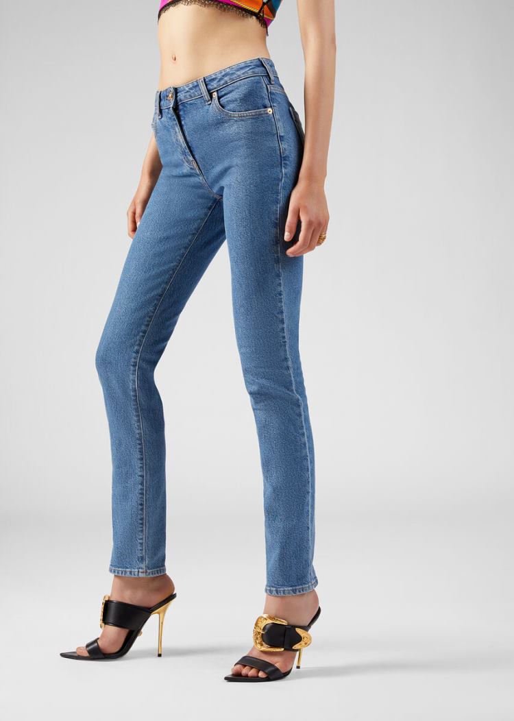 Versace Medusa Jeans τζιν παντελονι γυναικεια ανοιχτο μπλε | L4POFAN