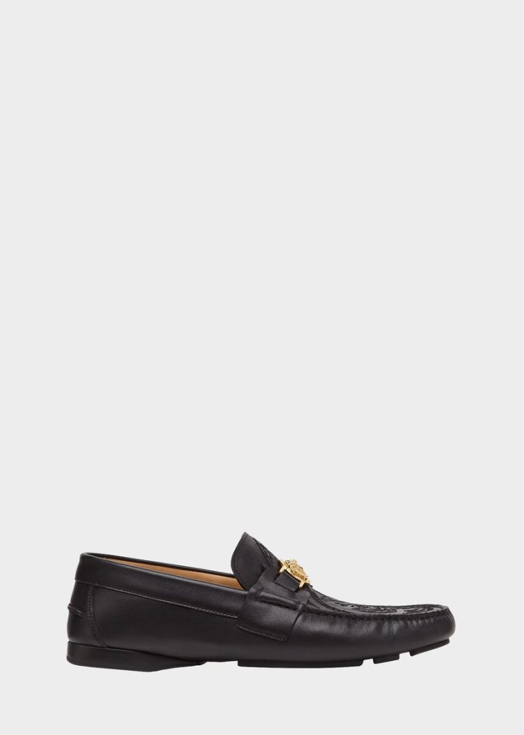 Versace Medusa Medallion Embroidered Loafers Loafers ανδρικα μαυρα | DFQBLJR