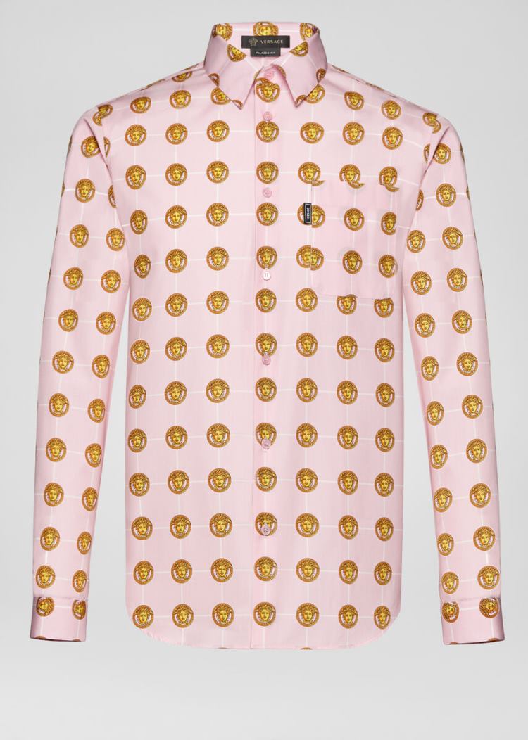 Versace Medusa Medallion Print Shirt πουκαμισα ανδρικα ροζ | IV6W4A4
