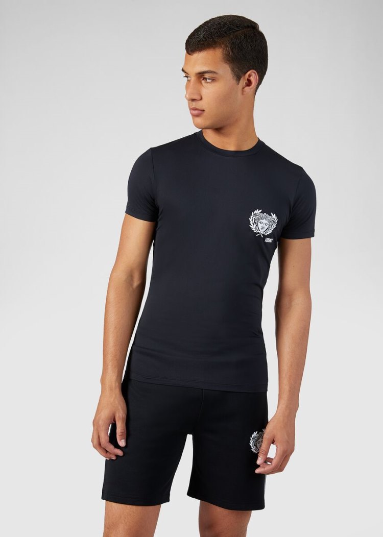 Versace Medusa Motif Gym T Shirt μπλουζακια ανδρικα μαυρα | TFW1IC2