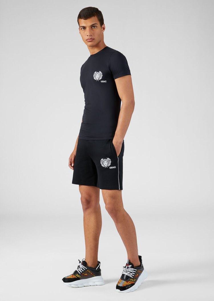 Versace Medusa Motif Gym T Shirt μπλουζακια ανδρικα μαυρα | TFW1IC2