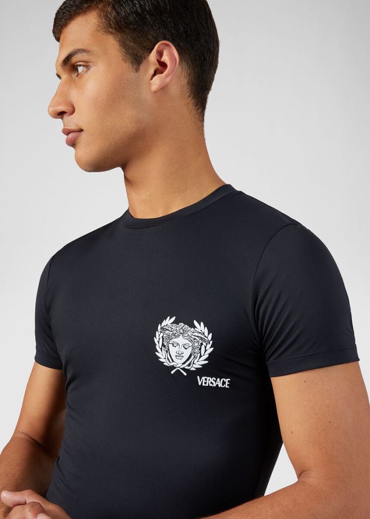 Versace Medusa Motif Gym T Shirt μπλουζακια ανδρικα μαυρα | TFW1IC2