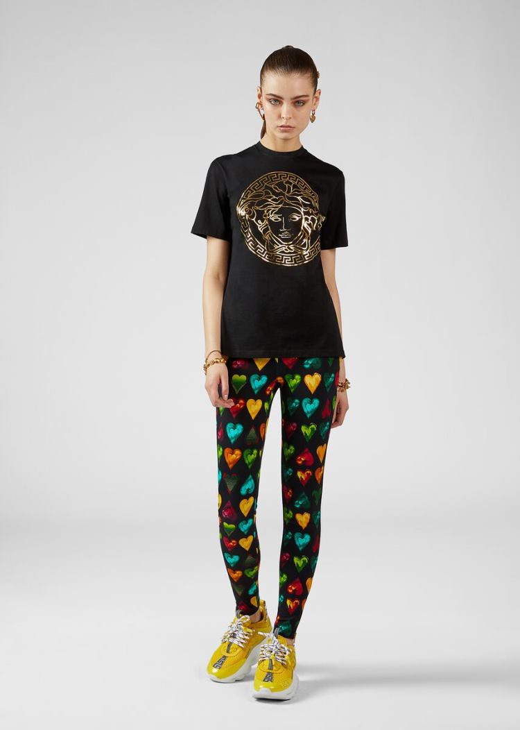 Versace Medusa Motif Loose Fit T Shirt μπλουζακια γυναικεια μαυρα | NV4A2KV