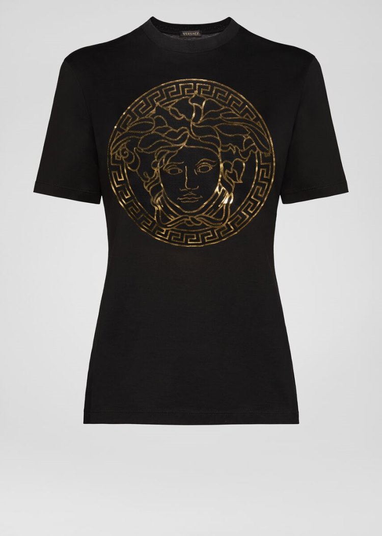 Versace Medusa Motif Loose Fit T Shirt μπλουζακια γυναικεια μαυρα | NV4A2KV