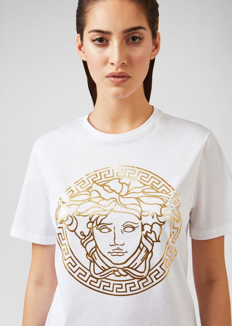 Versace Medusa Motif Loose Fit T Shirt μπλουζακια γυναικεια ασπρα | TJAEIMF