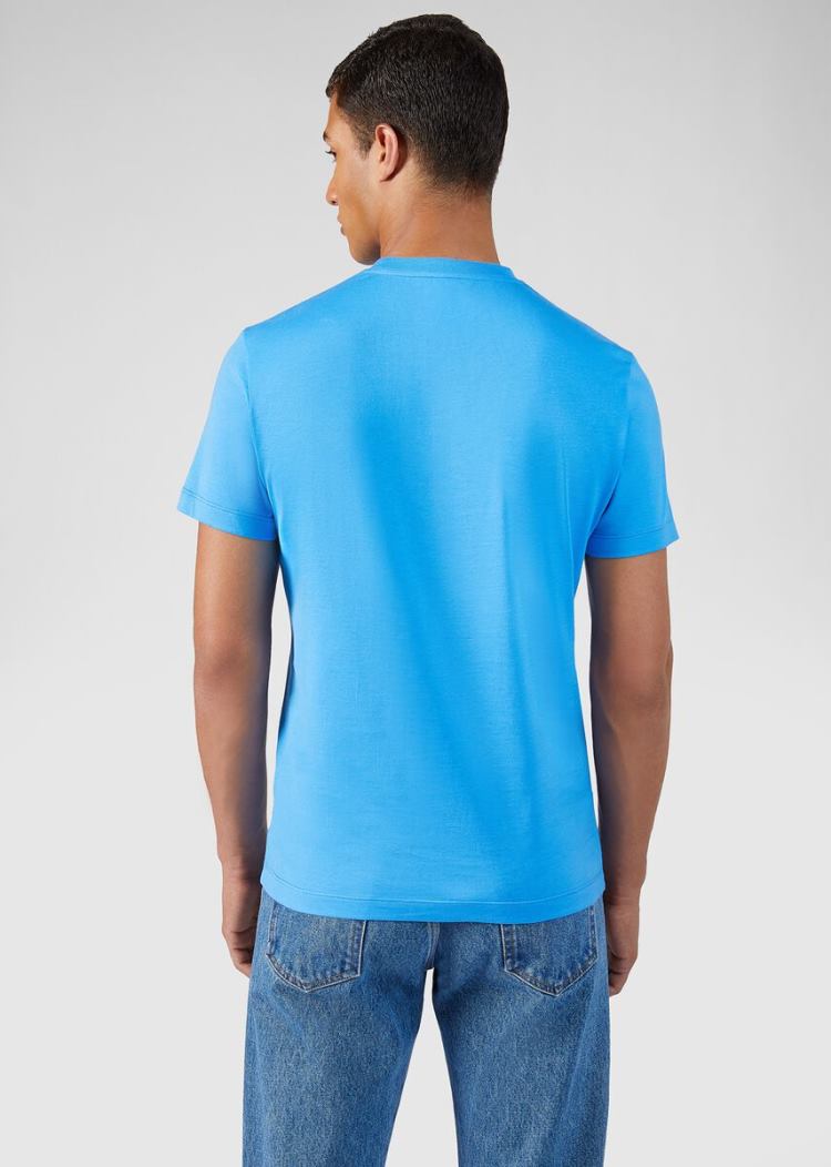 Versace Medusa Print T Shirt μπλουζακια ανδρικα μπλε | B9Q91G3